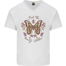 Beauty Within Butterfly Butterflies Mens V-Neck Cotton T-Shirt White