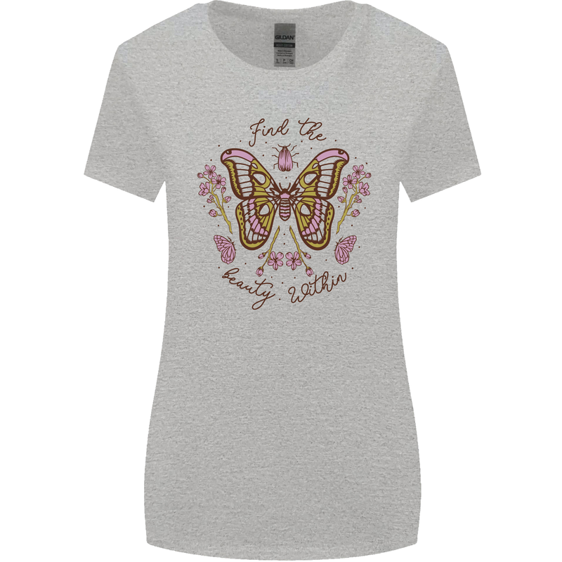 Beauty Within Butterfly Butterflies Womens Wider Cut T-Shirt Sports Grey