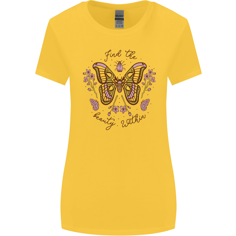 Beauty Within Butterfly Butterflies Womens Wider Cut T-Shirt Yellow