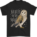 Beauty of the Night Owl Birds of Prey Mens T-Shirt 100% Cotton Black