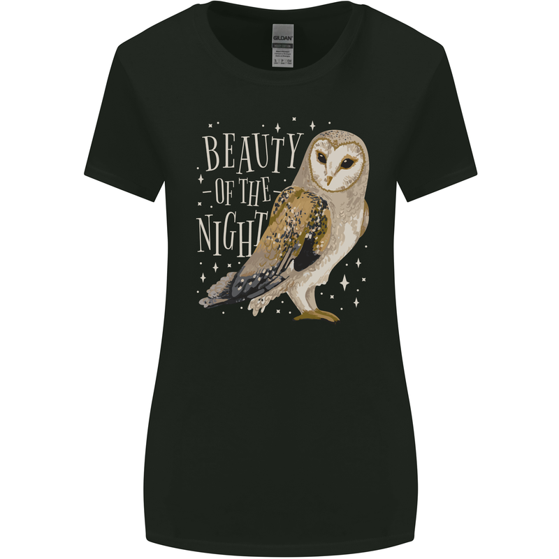 Beauty of the Night Owl Birds of Prey Womens Wider Cut T-Shirt Black