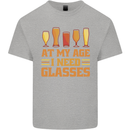 Beer Glasses Funny Alcohol Old Age Kids T-Shirt Childrens Sports Grey