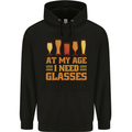 Beer Glasses Funny Alcohol Old Age Mens 80% Cotton Hoodie Black