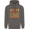 Beer Glasses Funny Alcohol Old Age Mens 80% Cotton Hoodie Charcoal