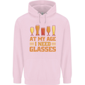 Beer Glasses Funny Alcohol Old Age Mens 80% Cotton Hoodie Light Pink
