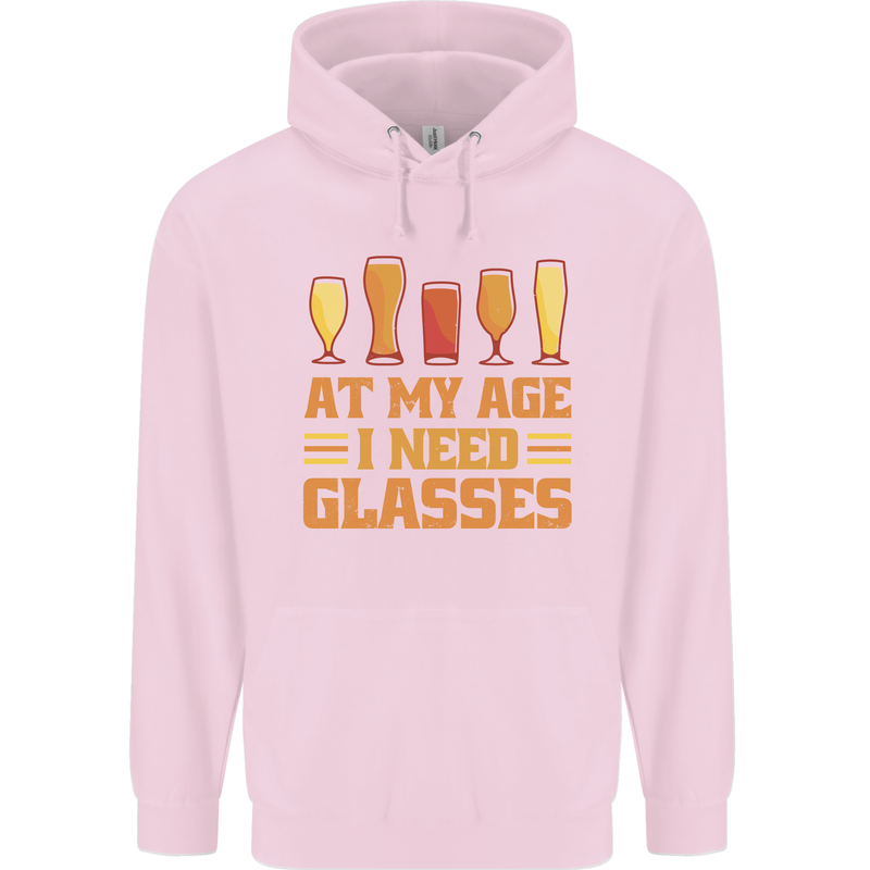 Beer Glasses Funny Alcohol Old Age Mens 80% Cotton Hoodie Light Pink