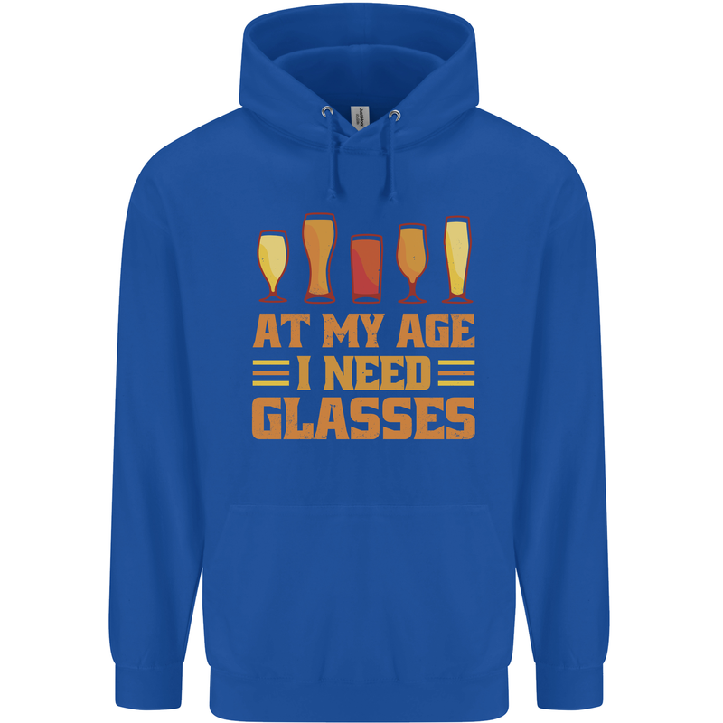 Beer Glasses Funny Alcohol Old Age Mens 80% Cotton Hoodie Royal Blue