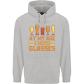 Beer Glasses Funny Alcohol Old Age Mens 80% Cotton Hoodie Sports Grey