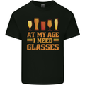Beer Glasses Funny Alcohol Old Age Mens Cotton T-Shirt Tee Top Black