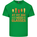 Beer Glasses Funny Alcohol Old Age Mens Cotton T-Shirt Tee Top Irish Green