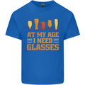 Beer Glasses Funny Alcohol Old Age Mens Cotton T-Shirt Tee Top Royal Blue