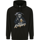Beer Grim Reaper Skull Biker Alcohol Childrens Kids Hoodie Black