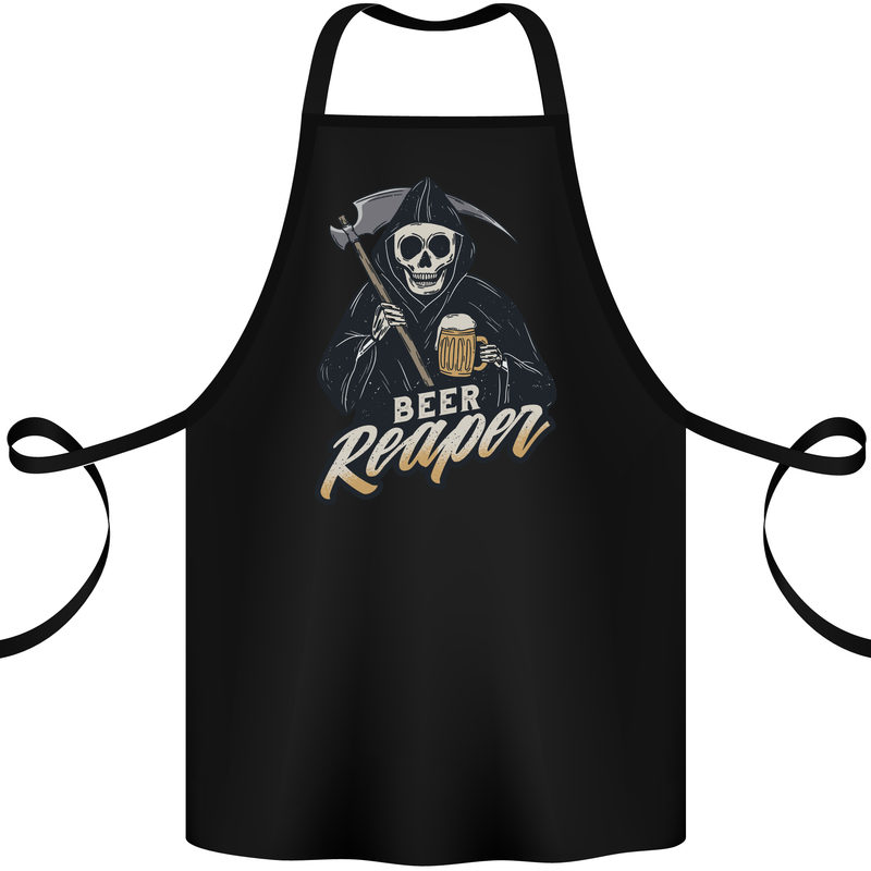 Beer Grim Reaper Skull Biker Alcohol Cotton Apron 100% Organic Black