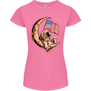 Beer Moon USA Flag Astronaut Space Alcohol Womens Petite Cut T-Shirt