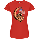 Beer Moon USA Flag Astronaut Space Alcohol Womens Petite Cut T-Shirt