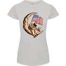 Beer Moon USA Flag Astronaut Space Alcohol Womens Petite Cut T-Shirt