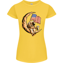 Beer Moon USA Flag Astronaut Space Alcohol Womens Petite Cut T-Shirt