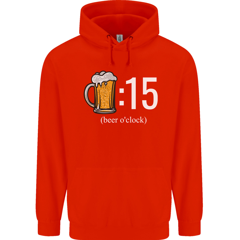 Beer O'Clock Funny Alcohol Childrens Kids Hoodie Bright Red