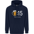 Beer O'Clock Funny Alcohol Childrens Kids Hoodie Navy Blue