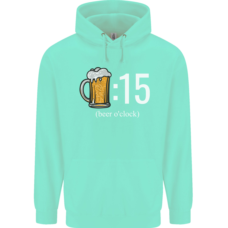 Beer O'Clock Funny Alcohol Childrens Kids Hoodie Peppermint