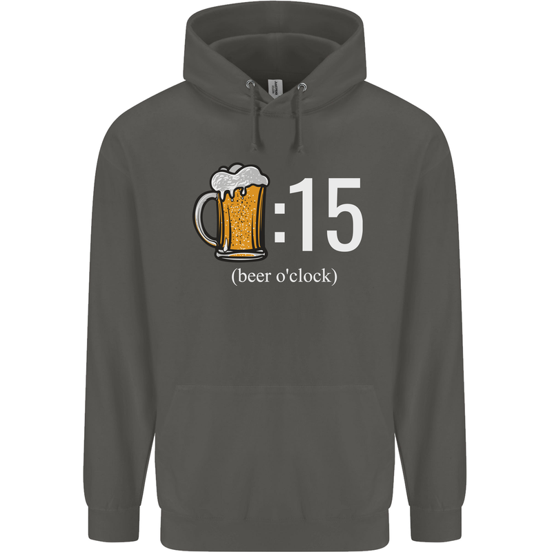 Beer O'Clock Funny Alcohol Childrens Kids Hoodie Storm Grey