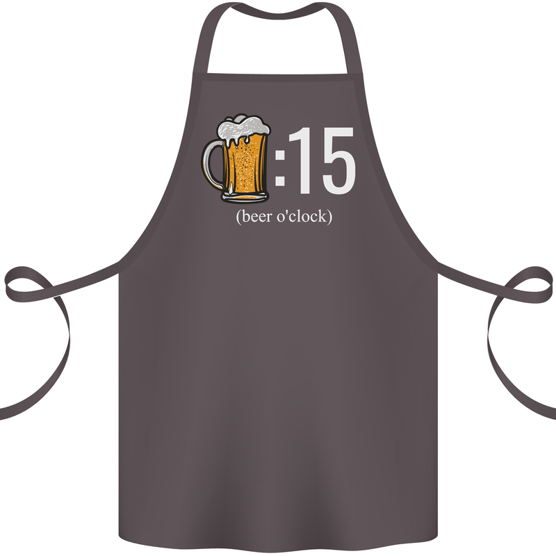 Beer O'Clock Funny Alcohol Cotton Apron 100% Organic Dark Grey