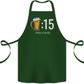 Beer O'Clock Funny Alcohol Cotton Apron 100% Organic Forest Green