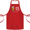 Beer O'Clock Funny Alcohol Cotton Apron 100% Organic Red