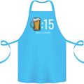 Beer O'Clock Funny Alcohol Cotton Apron 100% Organic Turquoise
