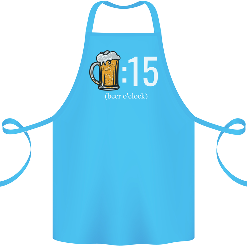 Beer O'Clock Funny Alcohol Cotton Apron 100% Organic Turquoise