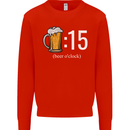 Beer O'Clock Funny Alcohol Kids Sweatshirt Jumper Bright Red
