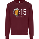 Beer O'Clock Funny Alcohol Kids Sweatshirt Jumper Maroon