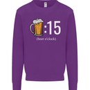 Beer O'Clock Funny Alcohol Kids Sweatshirt Jumper Purple