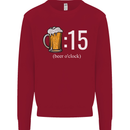 Beer O'Clock Funny Alcohol Kids Sweatshirt Jumper Red