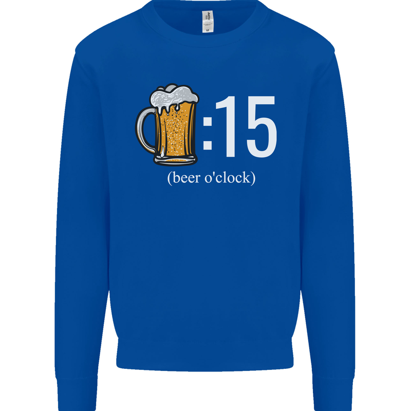 Beer O'Clock Funny Alcohol Kids Sweatshirt Jumper Royal Blue