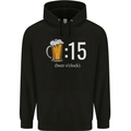 Beer O'Clock Funny Alcohol Mens 80% Cotton Hoodie Black