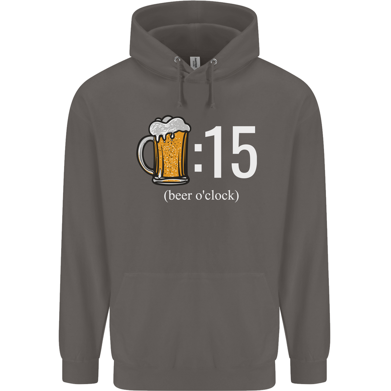 Beer O'Clock Funny Alcohol Mens 80% Cotton Hoodie Charcoal