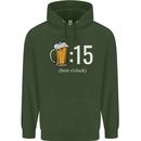 Beer O'Clock Funny Alcohol Mens 80% Cotton Hoodie Forest Green
