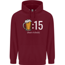 Beer O'Clock Funny Alcohol Mens 80% Cotton Hoodie Maroon
