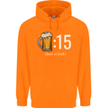Beer O'Clock Funny Alcohol Mens 80% Cotton Hoodie Orange