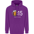 Beer O'Clock Funny Alcohol Mens 80% Cotton Hoodie Purple