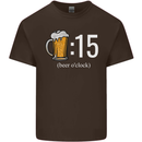 Beer O'Clock Funny Alcohol Mens Cotton T-Shirt Tee Top Dark Chocolate