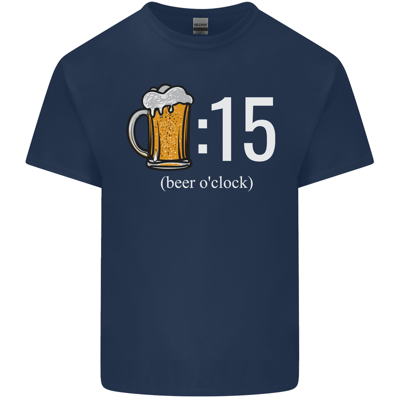 Beer O'Clock Funny Alcohol Mens Cotton T-Shirt Tee Top Navy Blue