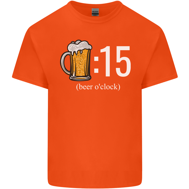 Beer O'Clock Funny Alcohol Mens Cotton T-Shirt Tee Top Orange