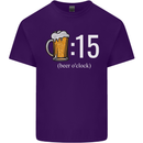 Beer O'Clock Funny Alcohol Mens Cotton T-Shirt Tee Top Purple