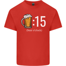 Beer O'Clock Funny Alcohol Mens Cotton T-Shirt Tee Top Red