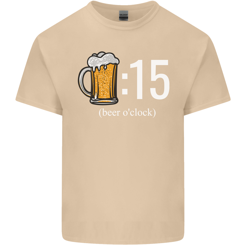 Beer O'Clock Funny Alcohol Mens Cotton T-Shirt Tee Top Sand