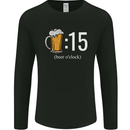 Beer O'Clock Funny Alcohol Mens Long Sleeve T-Shirt Black