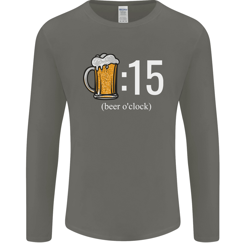 Beer O'Clock Funny Alcohol Mens Long Sleeve T-Shirt Charcoal