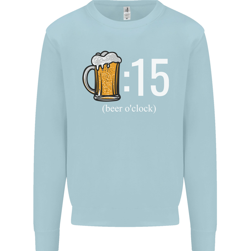 Beer O'Clock Funny Alcohol Mens Sweatshirt Jumper Light Blue
